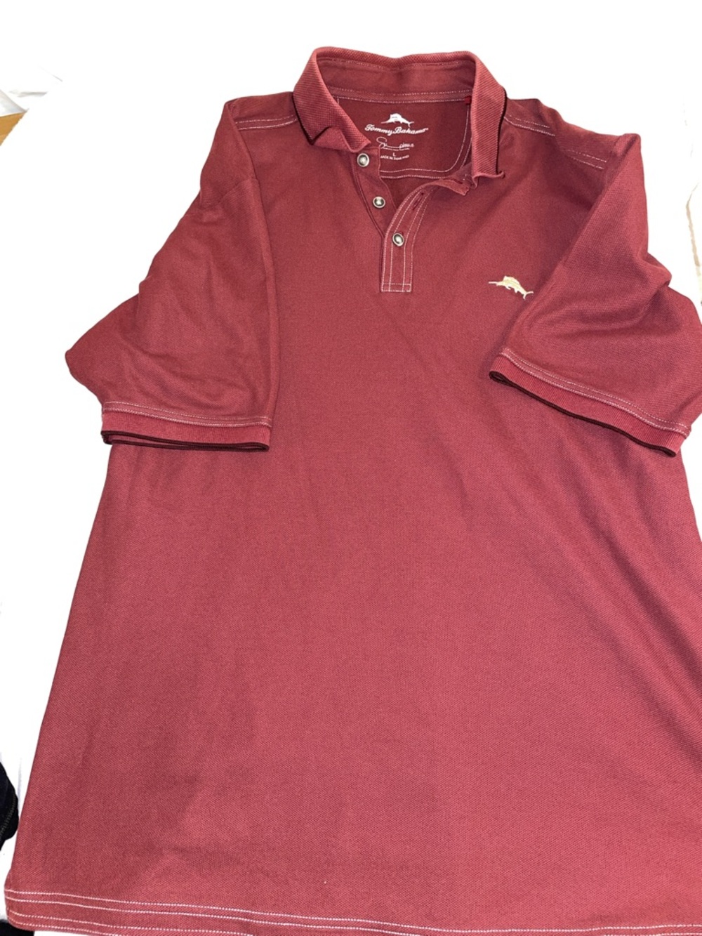 Tommy Bahama Men's Burgundy Polo with Embroidered Marlin